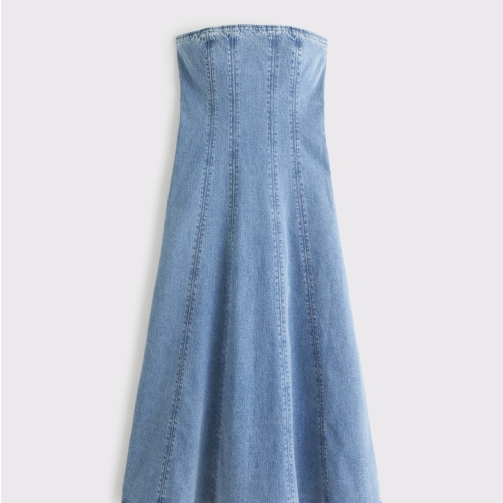 NWT Abercrombie & Fitch Mila Denim Strapless Midi Dress